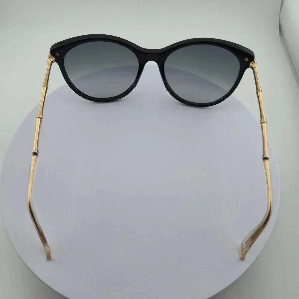 Vintage Gucci Black Cat Eye Frame Bamboo Temple Sunglasses
